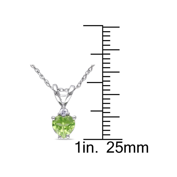 1/2 Carat (ctw) Peridot Heart Pendant Necklace in 10K White Gold  with Chain Image 3