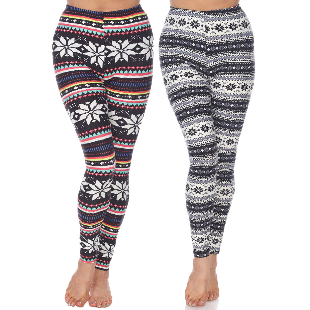 White Mark Womens Pack of 2 Christmas Leggings Image 1