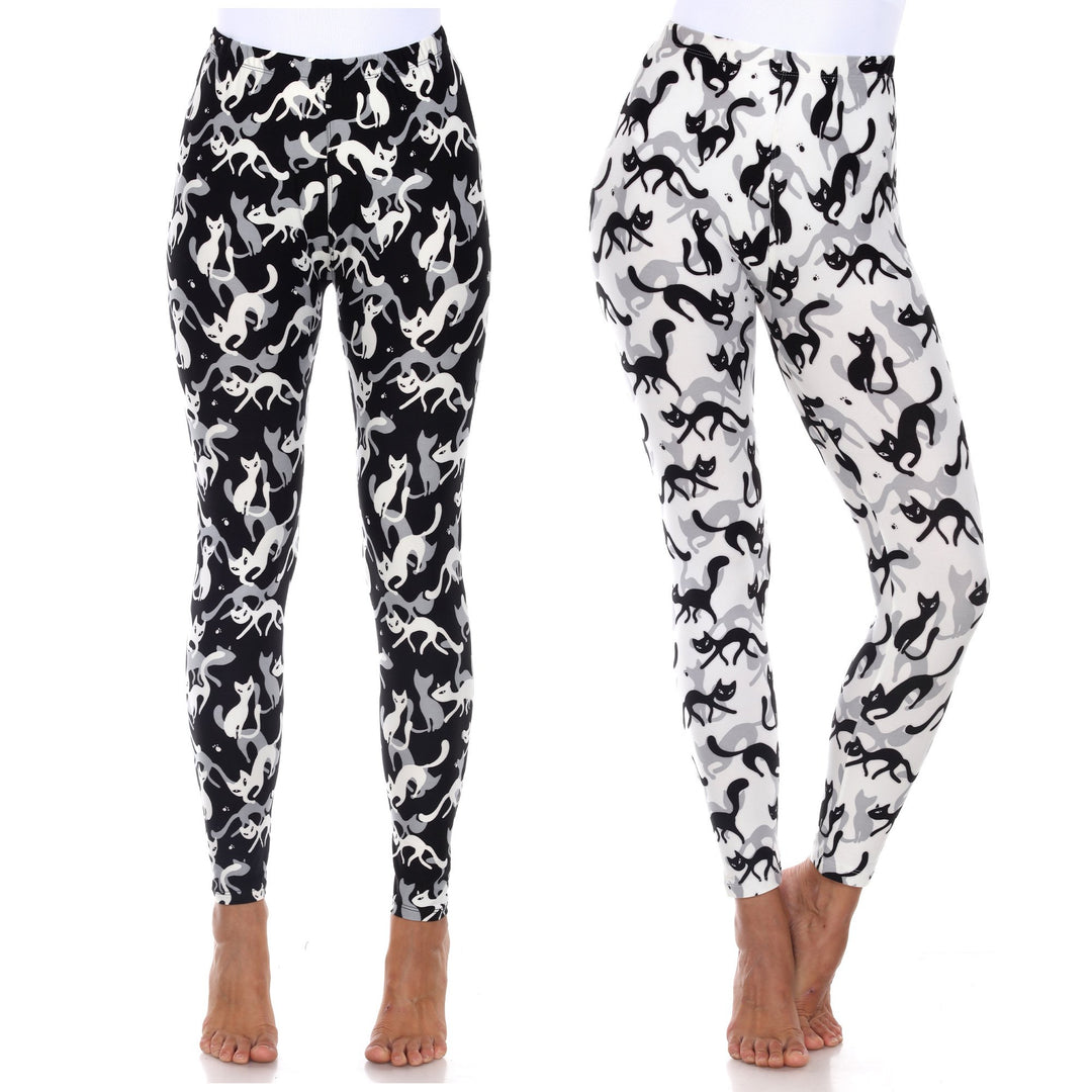 White Mark Womens Pack of 2 Cute Print Leggings Image 1