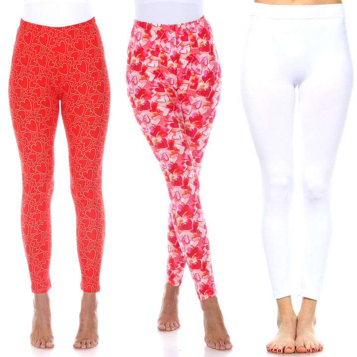 White Mark Womens Pack of 3 Cute Leggings Image 3