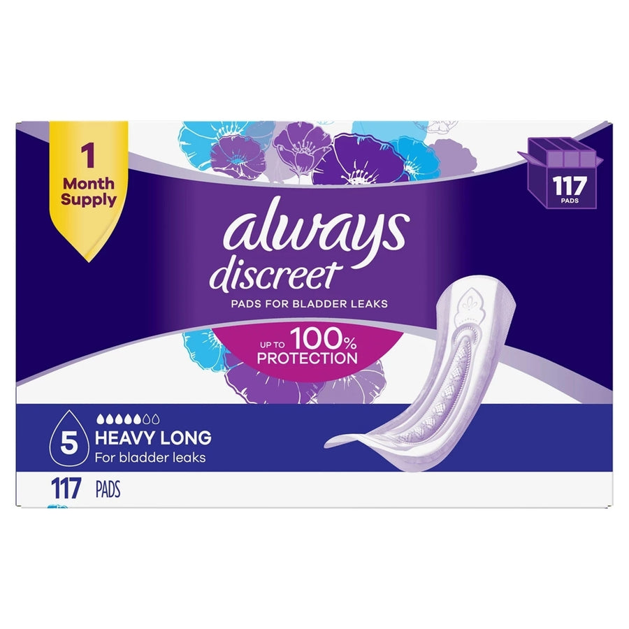 Always Discreet Incontinence Pads Heavy - Long (117 Count) Image 1