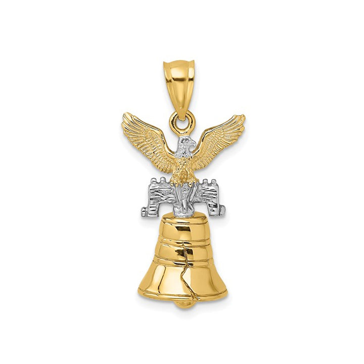 14K Yellow Gold Liberty Bell with Eagle Charm Pendant (No Chain) Image 1