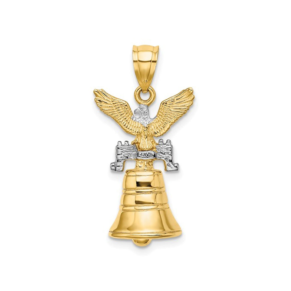 14K Yellow Gold Liberty Bell with Eagle Charm Pendant (No Chain) Image 2