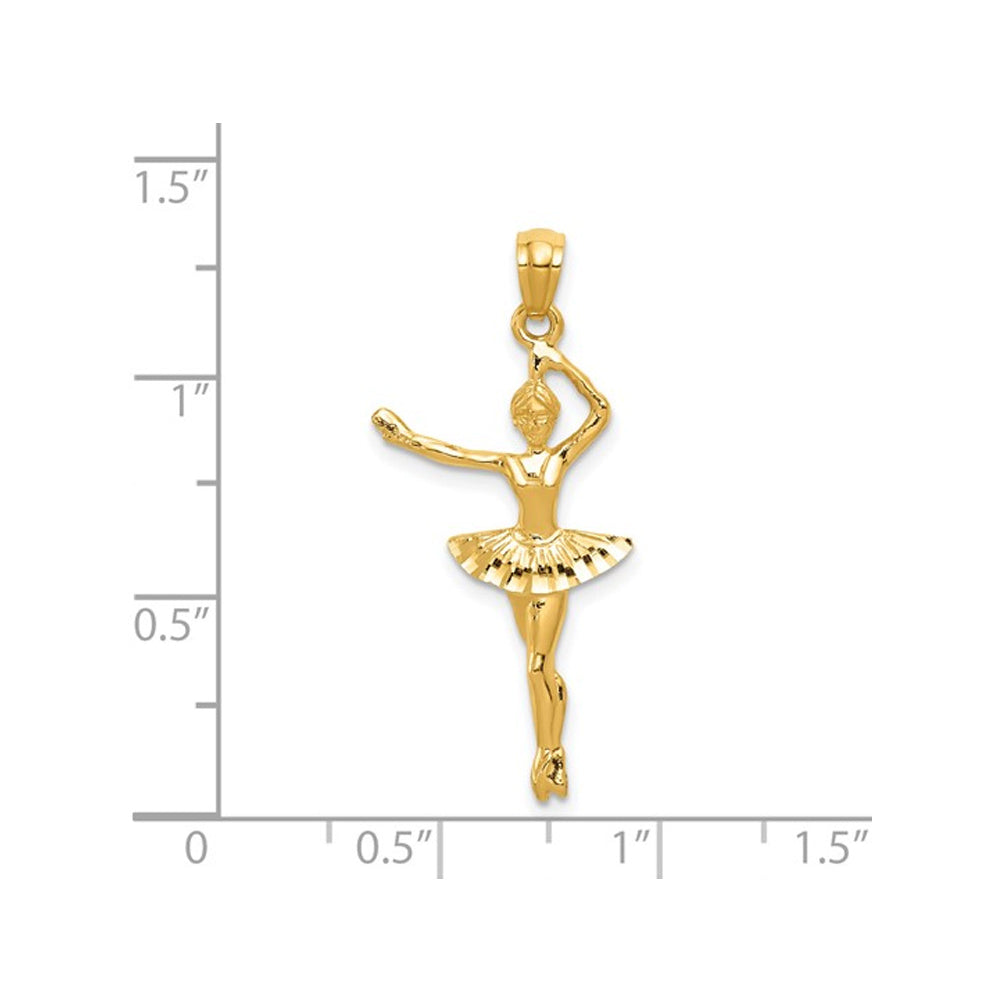 14K Yellow Gold Ballerina Charm Pendant (No Chain) Image 2