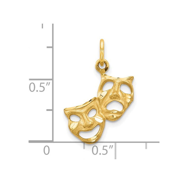 10K Yellow Gold Comedy Tragedy Charm Pendant (No Chain) Image 3