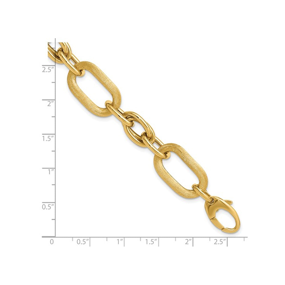 Ladies 14K Yellow Gold Link Bracelet (7.5 Inches) Satin and Polished Image 3