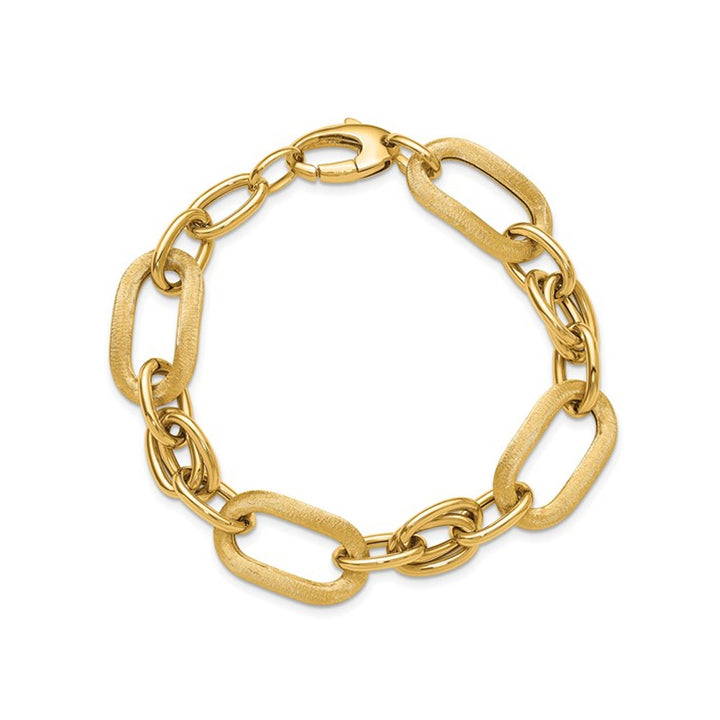 Ladies 14K Yellow Gold Link Bracelet (7.5 Inches) Satin and Polished Image 4