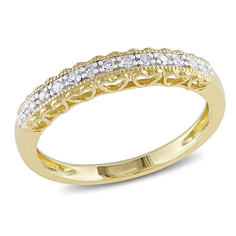 1/12 Carat (ctw) Diamond Anniversary Heart Band Ring in 10K Yellow Gold Image 1