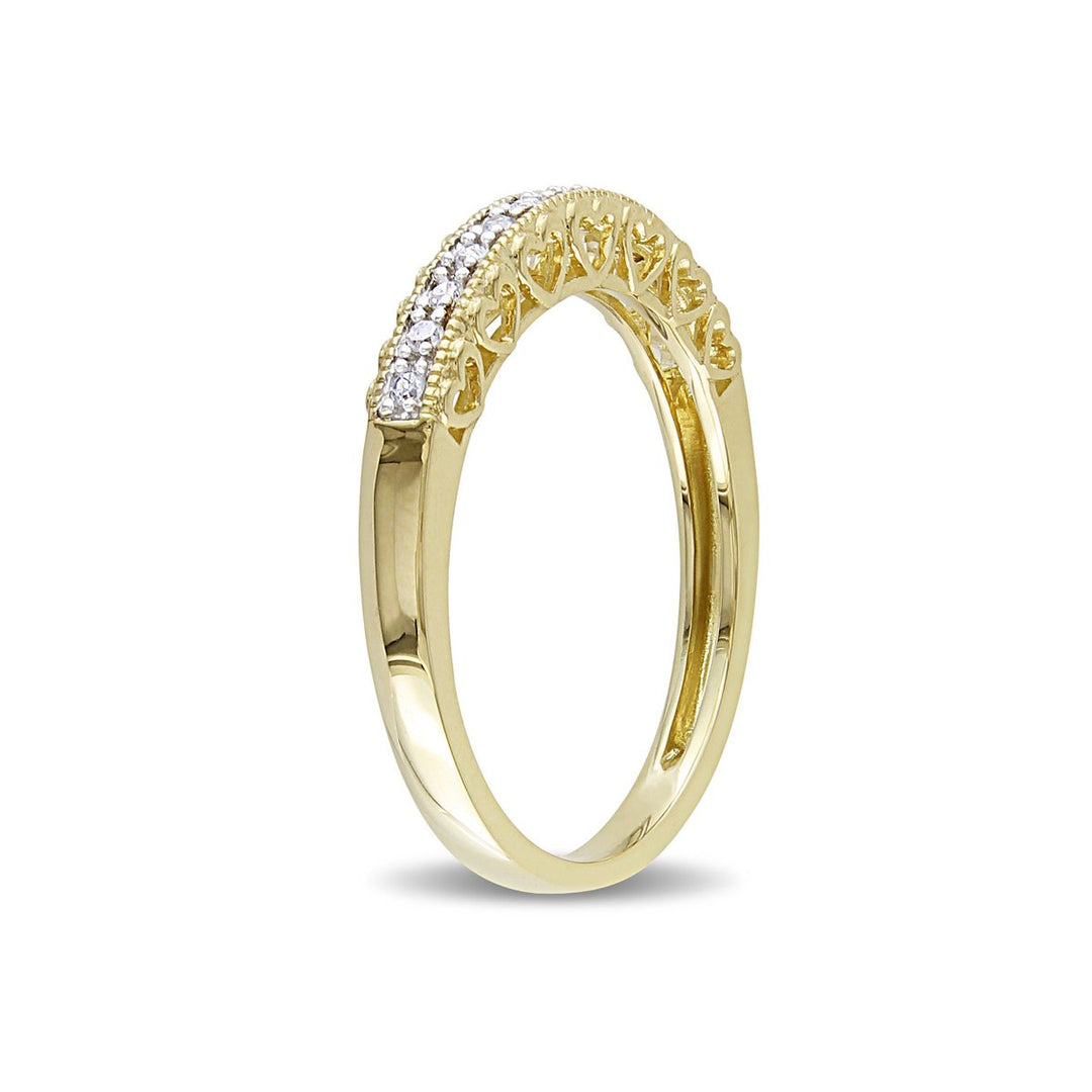 1/12 Carat (ctw) Diamond Anniversary Heart Band Ring in 10K Yellow Gold Image 2