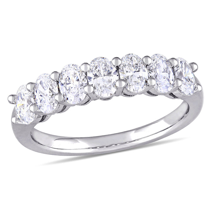 1.29 Carat (ctw Color F-G SI1-SI2) Oval-Cut Diamond Semi-Eternity Wedding Band Ring in 14k White Gold Image 1