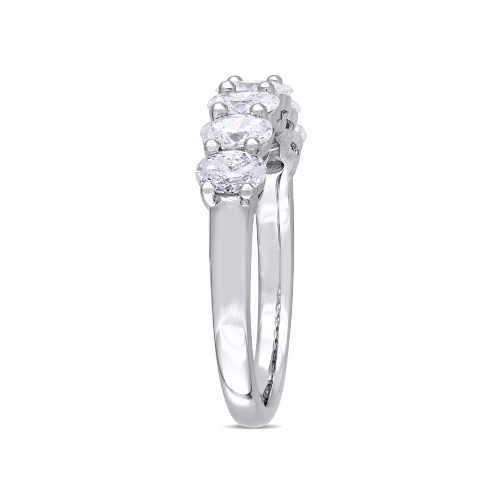 1.29 Carat (ctw Color F-G SI1-SI2) Oval-Cut Diamond Semi-Eternity Wedding Band Ring in 14k White Gold Image 2