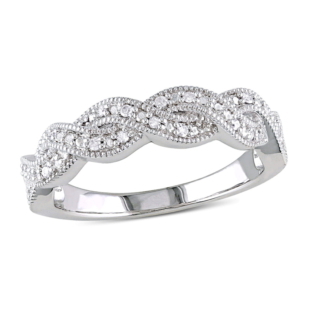 1/10 Carat (ctw) Diamond Twist Ring in Sterling Silver Image 1