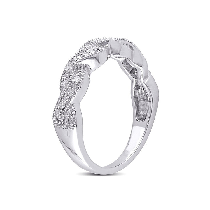1/10 Carat (ctw) Diamond Twist Ring in Sterling Silver Image 3