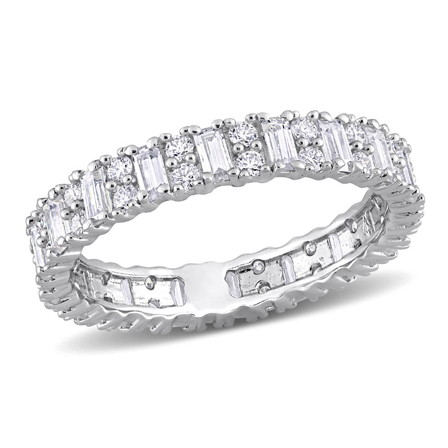 1.53 Carat (ctw) Lab-Created Moissanite Anniversary Eternity Ring Band in Sterling Silver Image 1