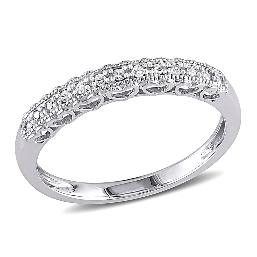 1/12 Carat (ctw) Diamond Anniversary Heart Band Ring in 10K White Gold Image 1