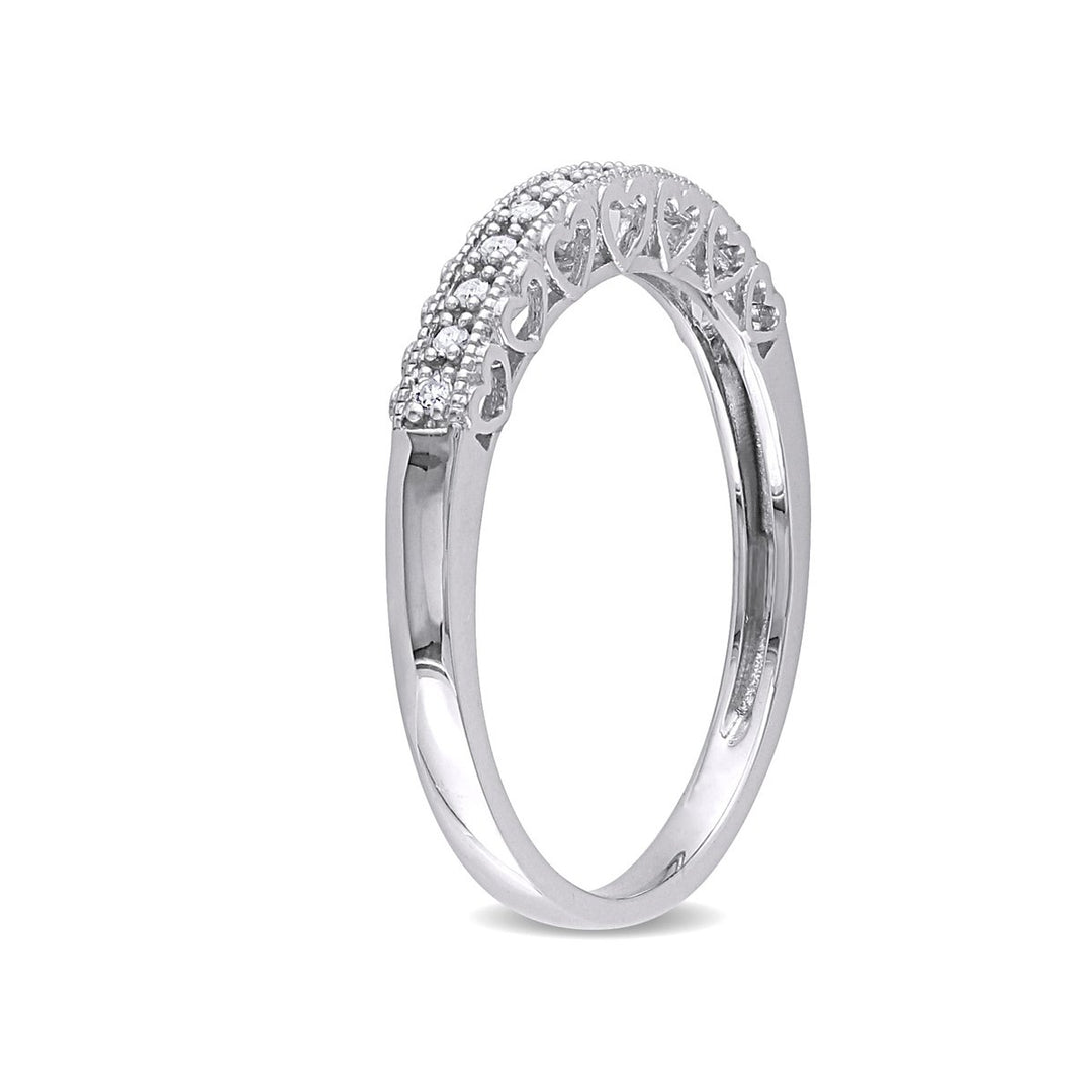 1/12 Carat (ctw) Diamond Anniversary Heart Band Ring in 10K White Gold Image 3