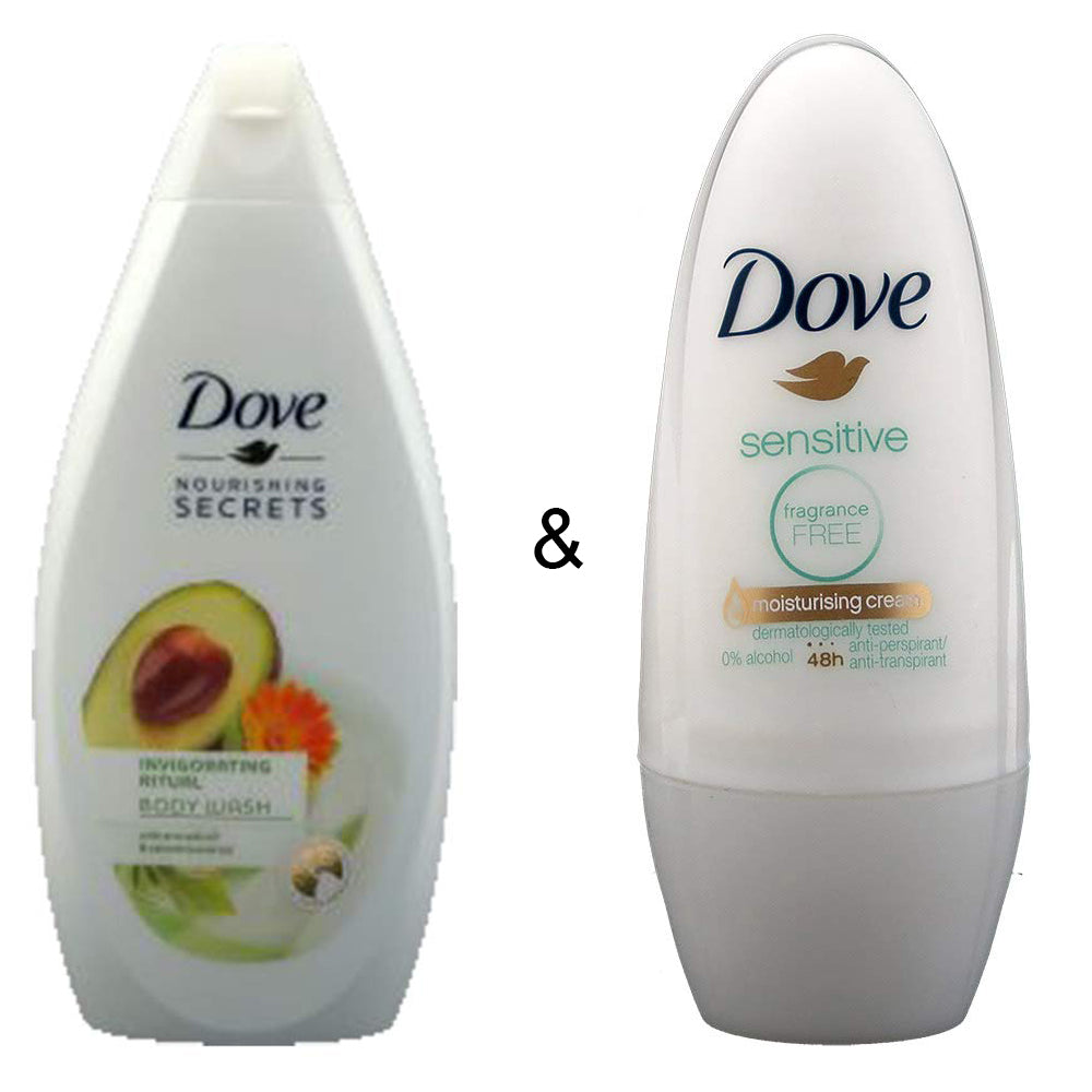 Body Wash Invigo Ritual 500 by Dove and Roll-on Stick Sensitive 50ml by Dove Image 1