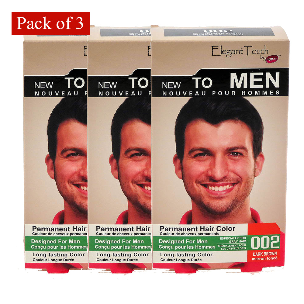 Hair Color For Men Dark Brown 002 Elegant Touch By Purest (Pack Of 3) Image 1