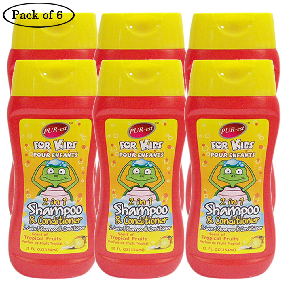 Kids 2 In 1 Shampoo and Conditioner With Tropical Fruits(354ml) (Pack of 6) By Purest Image 1