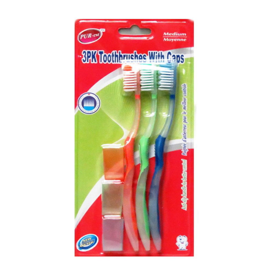 Toothbrush With Caps 3 In 1 Pack 311959 By Purest Image 1