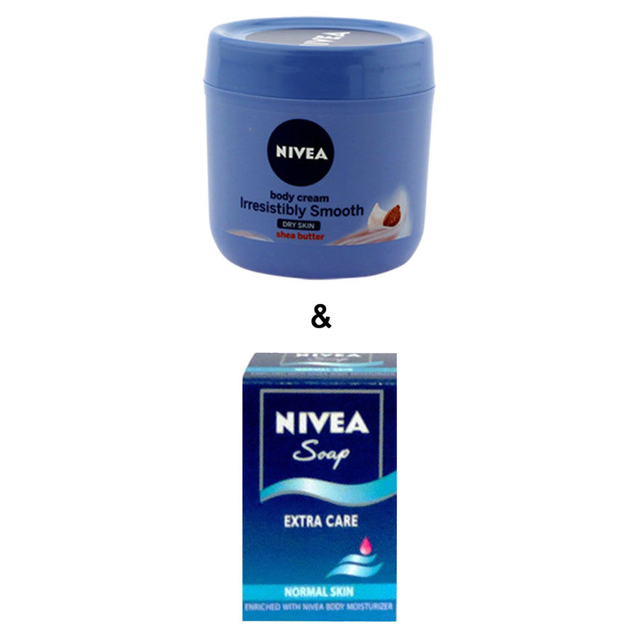 Nivea Bar Soap Extra Care For Normal Skin(100G Approx.) 806958 and Nivea Body Cream Irresistibly Smooth - Dry Skin - 400 Image 1