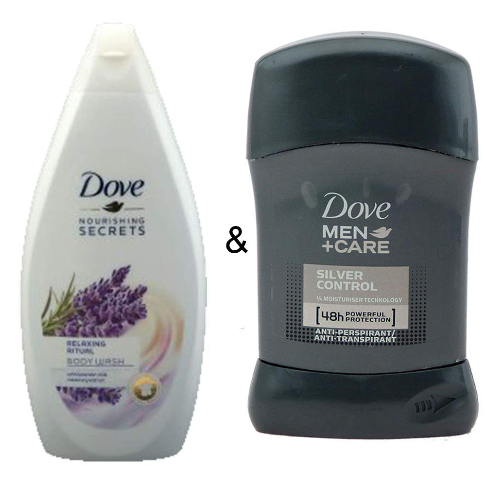 Body Wash Relaxing Ritual 500 by Dove and Roll-on Stick Silver Control 50ml by Dove Image 1