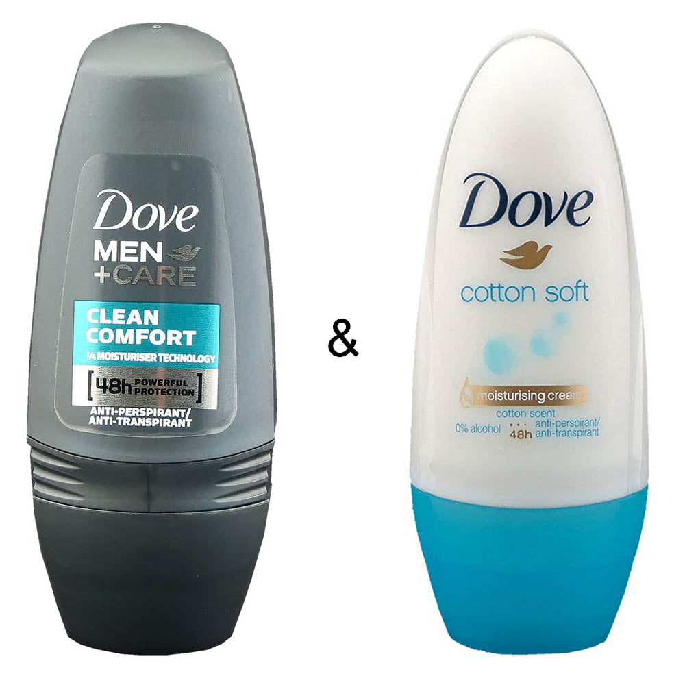 Roll-on Stick Clean Comfort 50ml by Dove and Roll-on Stick Cotton Soft 50 ml by Dove Image 1