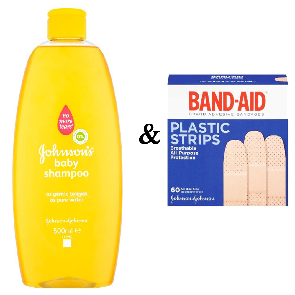 Johnsons Baby Shampoo and Johnson and Johnson Band-Aid- Plastic Strips (60 In 1 Pack) Image 1