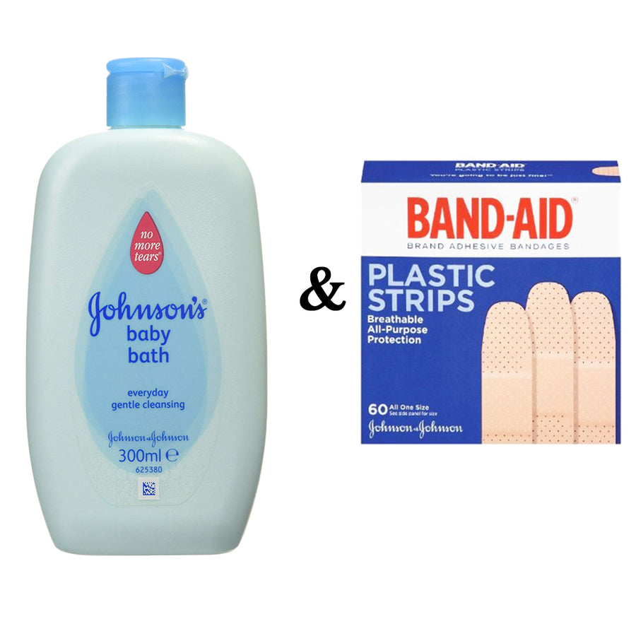 Johnsons Baby Baby Bath 300Ml and Johnson and Johnson Band-Aid- Plastic Strips (60 In 1 Pack) Image 1