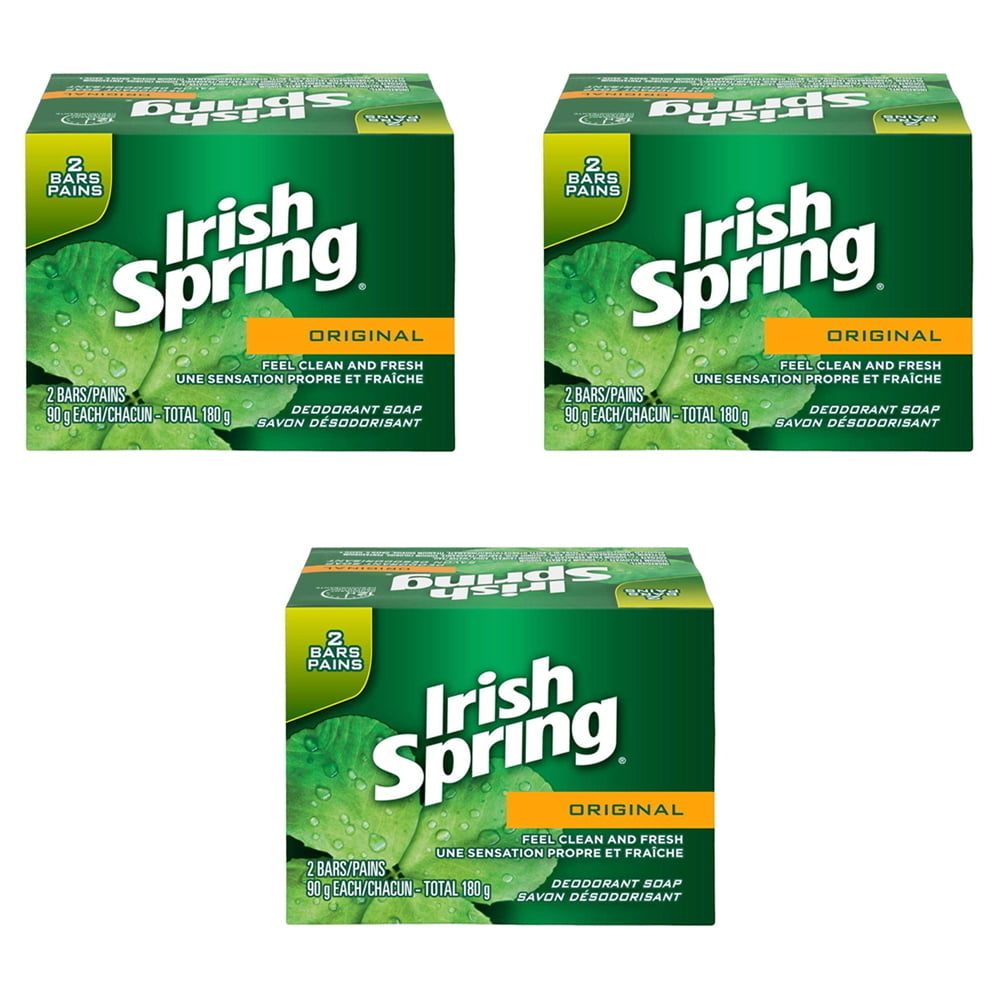 Irish Spring Original Deodorant Bar Soap 2x90g (Pack of 3) Image 1