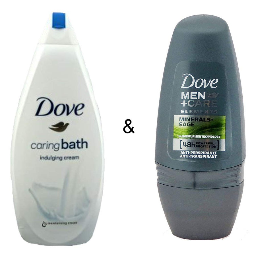 Caring Bath Indulging Cream 750 by Dove and Roll-on Stick Mineral and Sage by Dove Image 1