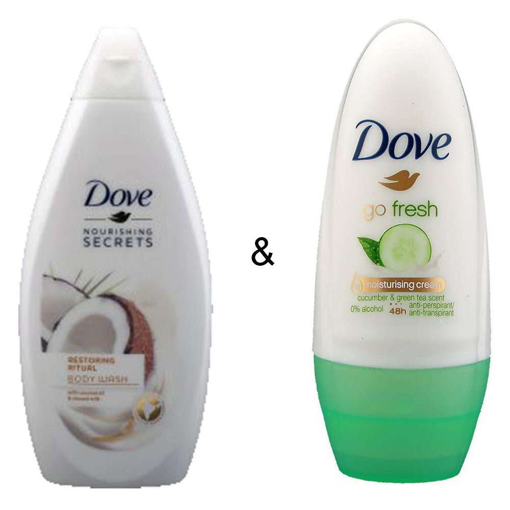 Body Wash Restoring Ritual 500 by Dove and Roll-on Stick Go Fresh Cucumber 50 ml by Dove Image 1