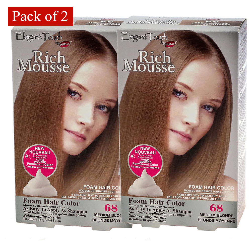 Foam Hair Color Rich Mousse Medium Blonde 68 Elegant Touch By Purest (Pack Of 2) Image 1