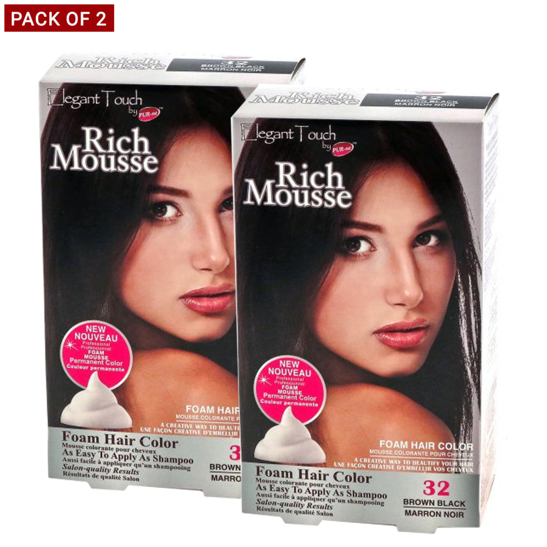 Purest Rich Mousse Foam Hair Color Brown Black 32 0.18Kg - Pack Of 2 Image 1