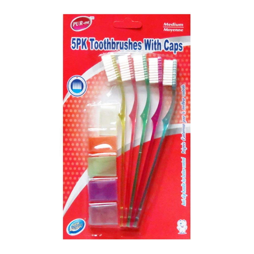 Toothbrush With Caps 5 In 1 Pack (Pack of 3) By Purest Image 1