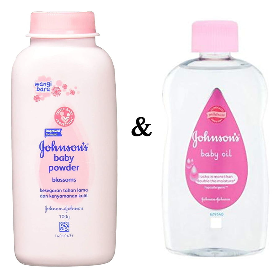 Johnsons Baby Powder Blossoms 3.3 Oz (100g) and Johnsons Baby Oil 500Ml By Johnsons Image 1