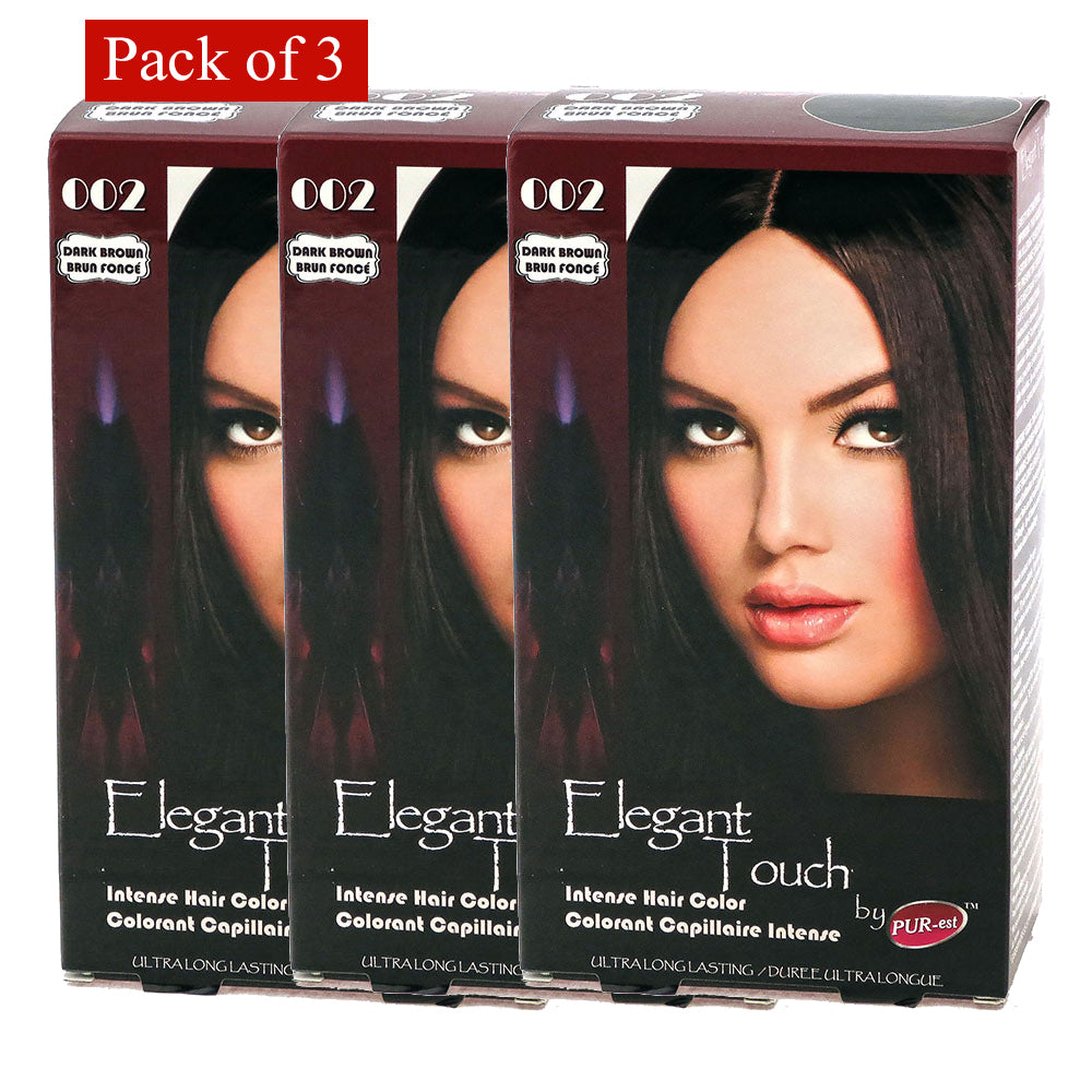 Hair Color Dark Brown 002 Elegant Touch By Purest (Pack Of 3) Image 1