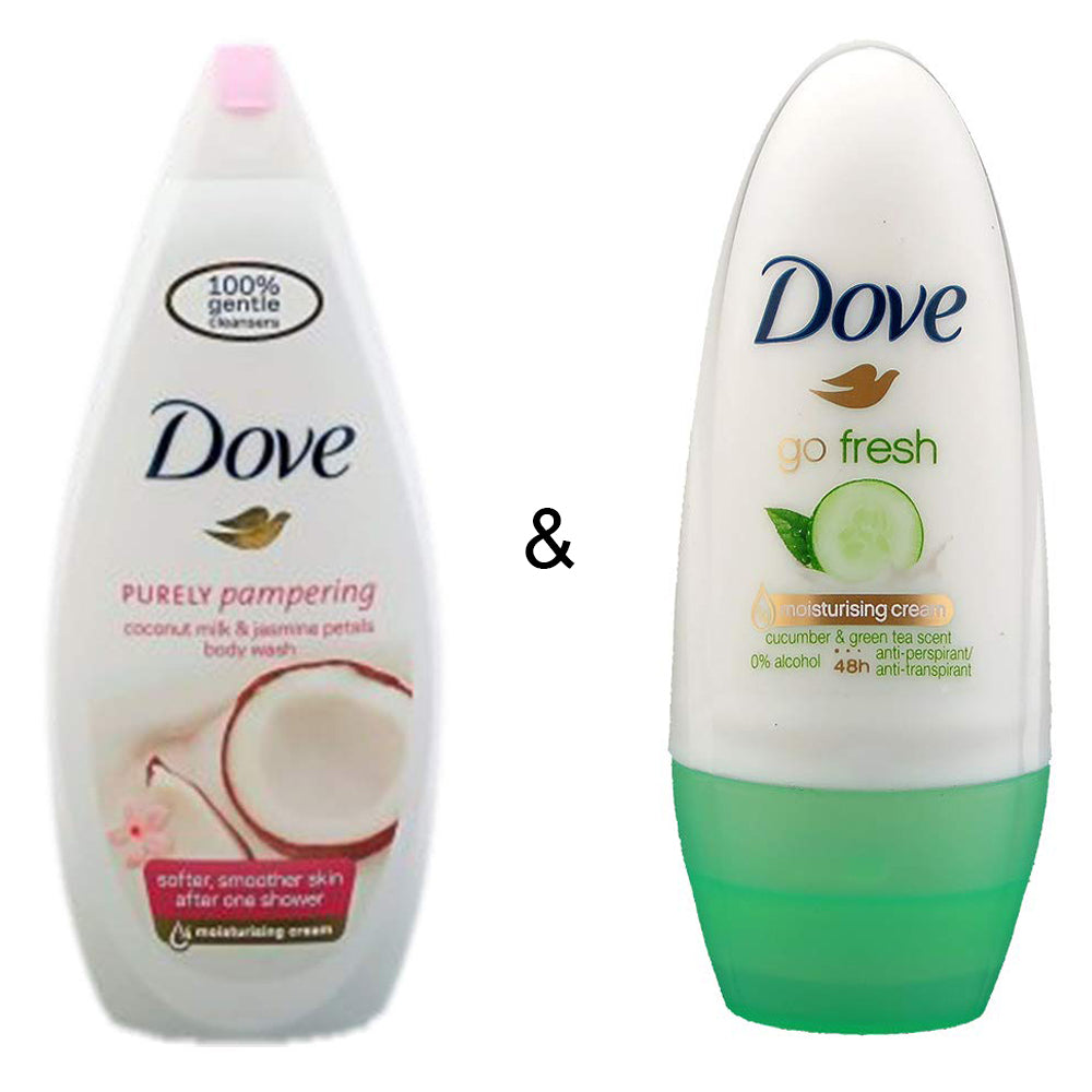 Body Wash Coconut 750 by Dove and Roll-on Stick Go Fresh Cucumber 50 ml by Dove Image 1