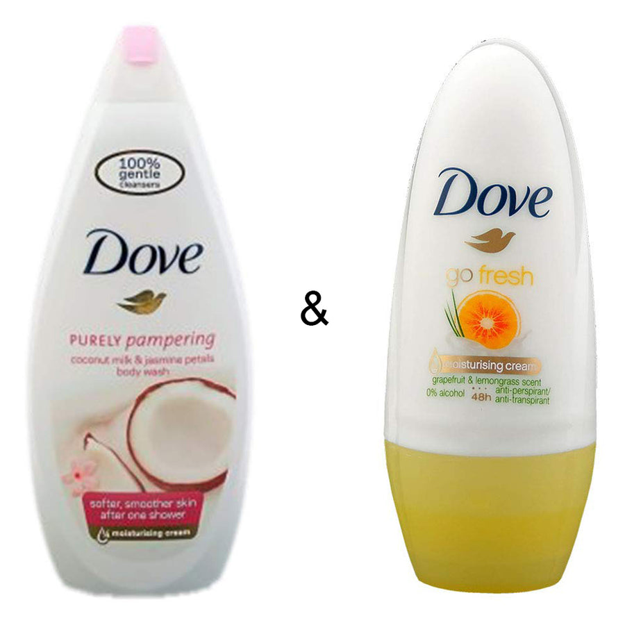 Body Wash Coconut 750 by Dove and Roll-on Stick Go Fresh Grapefruit 50 ml by Dove Image 1