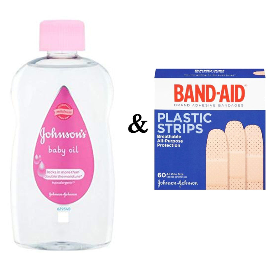 Johnsons Baby Oil 500Ml By JohnsonS and Johnson and Johnson Band-Aid- Plastic Strips (60 In 1 Pack) Image 1