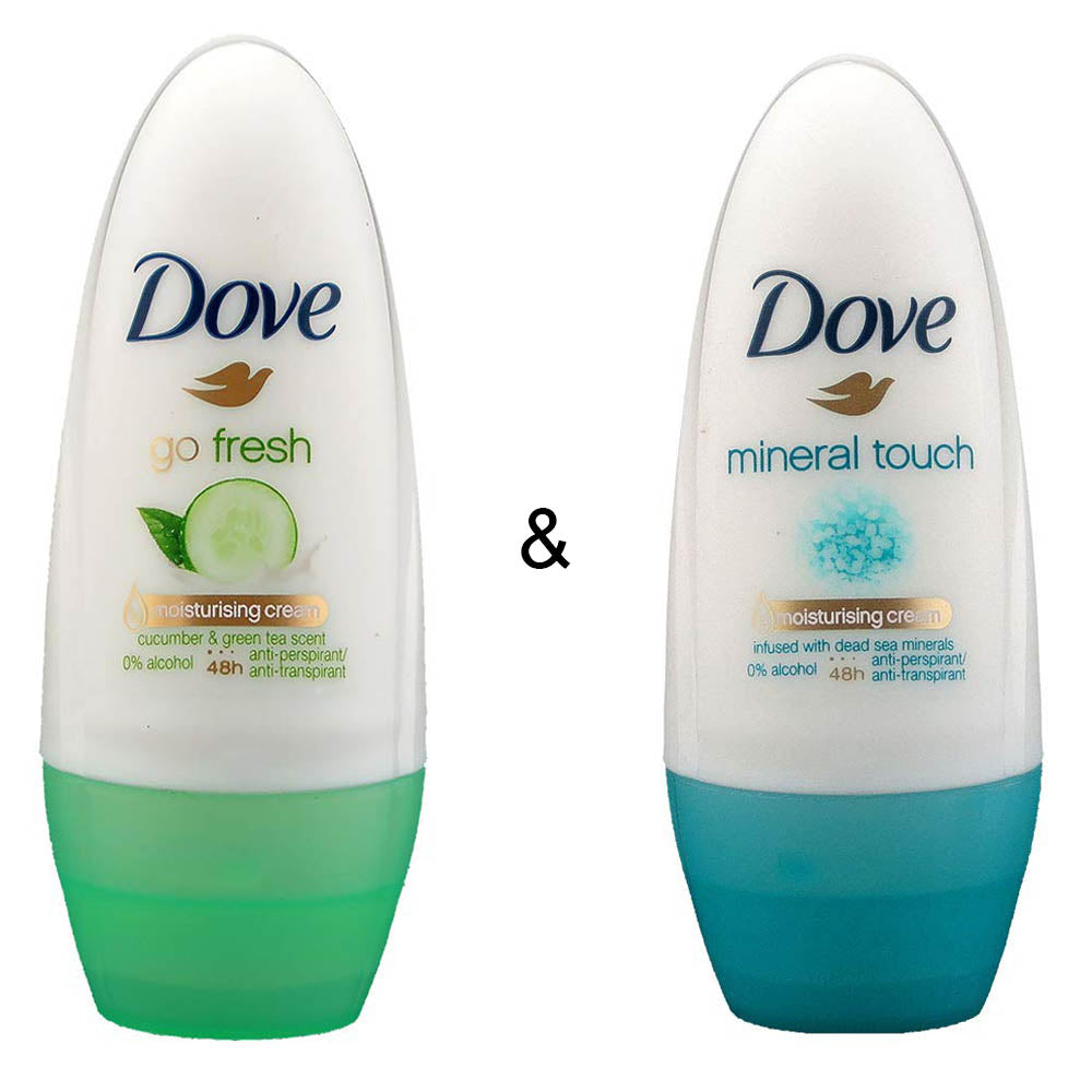 Roll-on Stick Go Fresh Cucumber 50 ml by Dove and Roll-on Stick Mineral Touch 50ml by Dove Image 1