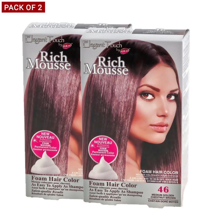 Purest Rich Mousse Foam Hair Color Medium Golden Chestnut Brown 46 0.18Kg - Pack Of 2 Image 1