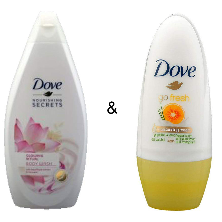 Body Wash Glowing Ritual 500 by Dove and Roll-on Stick Go Fresh Grapefruit 50 ml by Dove Image 1
