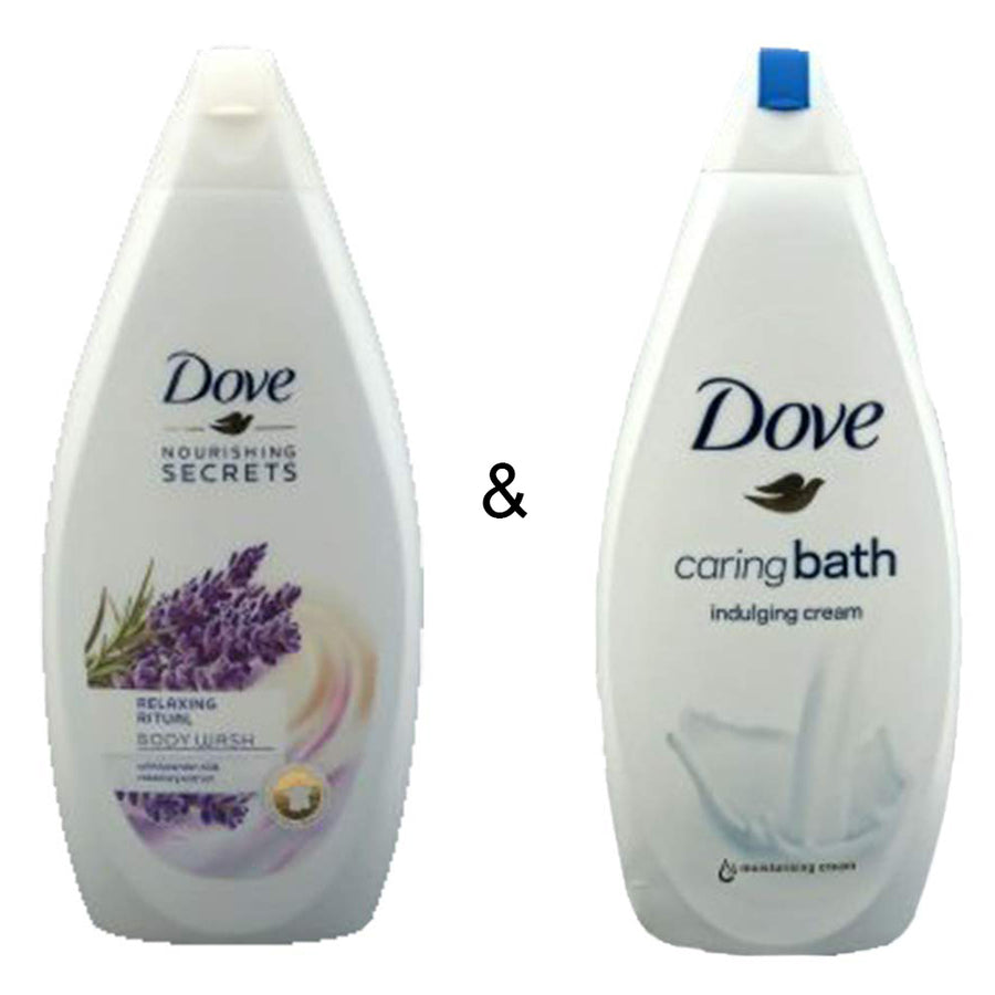 Body Wash Relaxing Ritual 500 by Dove and Caring Bath Indulging Cream 750 by Dove Image 1