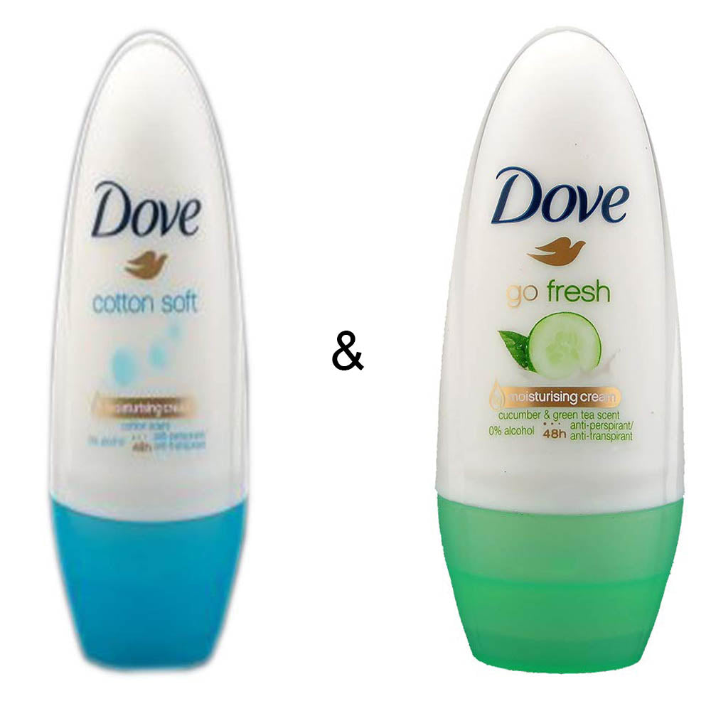 Roll-on Stick Cotton Soft 50ml by Dove and Roll-on Stick Go Fresh Cucumber 50 ml by Dove Image 1