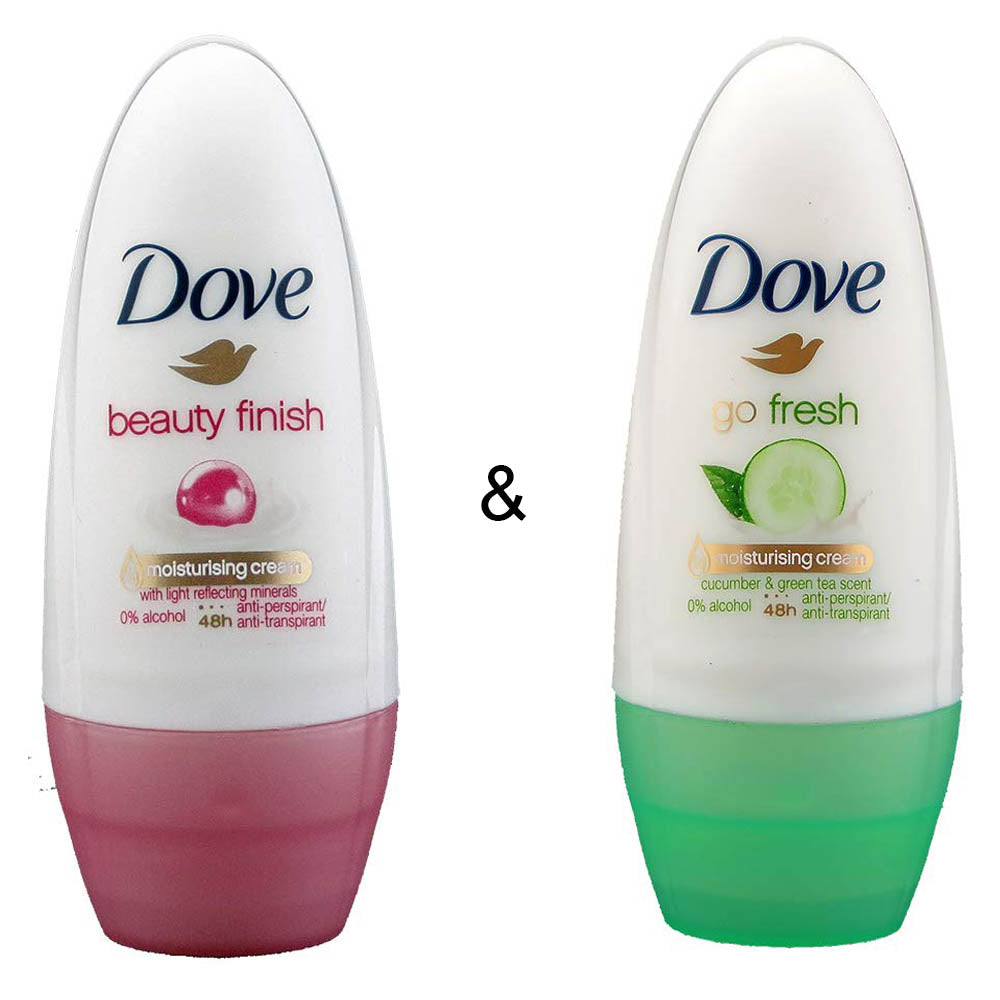 Roll-on Stick Beauty Finish 50ml by Dove and Roll-on Stick Go Fresh Cucumber 50 ml by Dove Image 1
