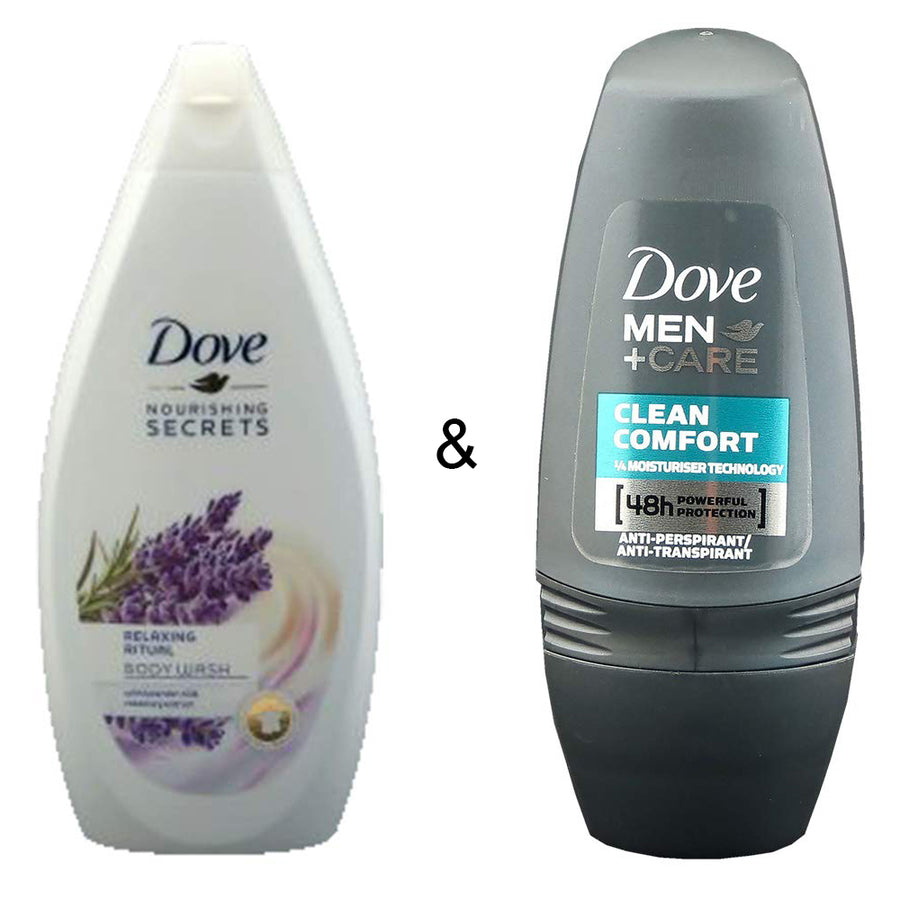 Body Wash Relaxing Ritual 500 by Dove and Roll-on Stick Clean Comfort 50ml by Dove Image 1
