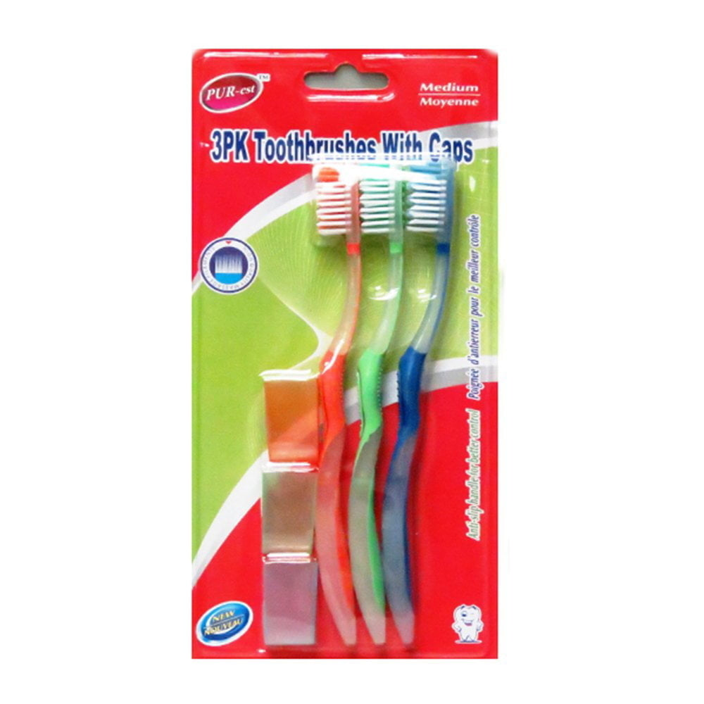 Toothbrush With Caps 3 In 1 Pack (Pack of 3) By Purest Image 1