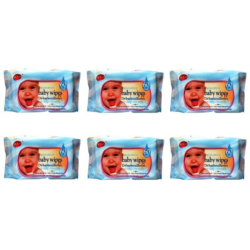 Sensitive Baby Wipes 60 In 1 Pack (Pack of 6) By Purest Image 1
