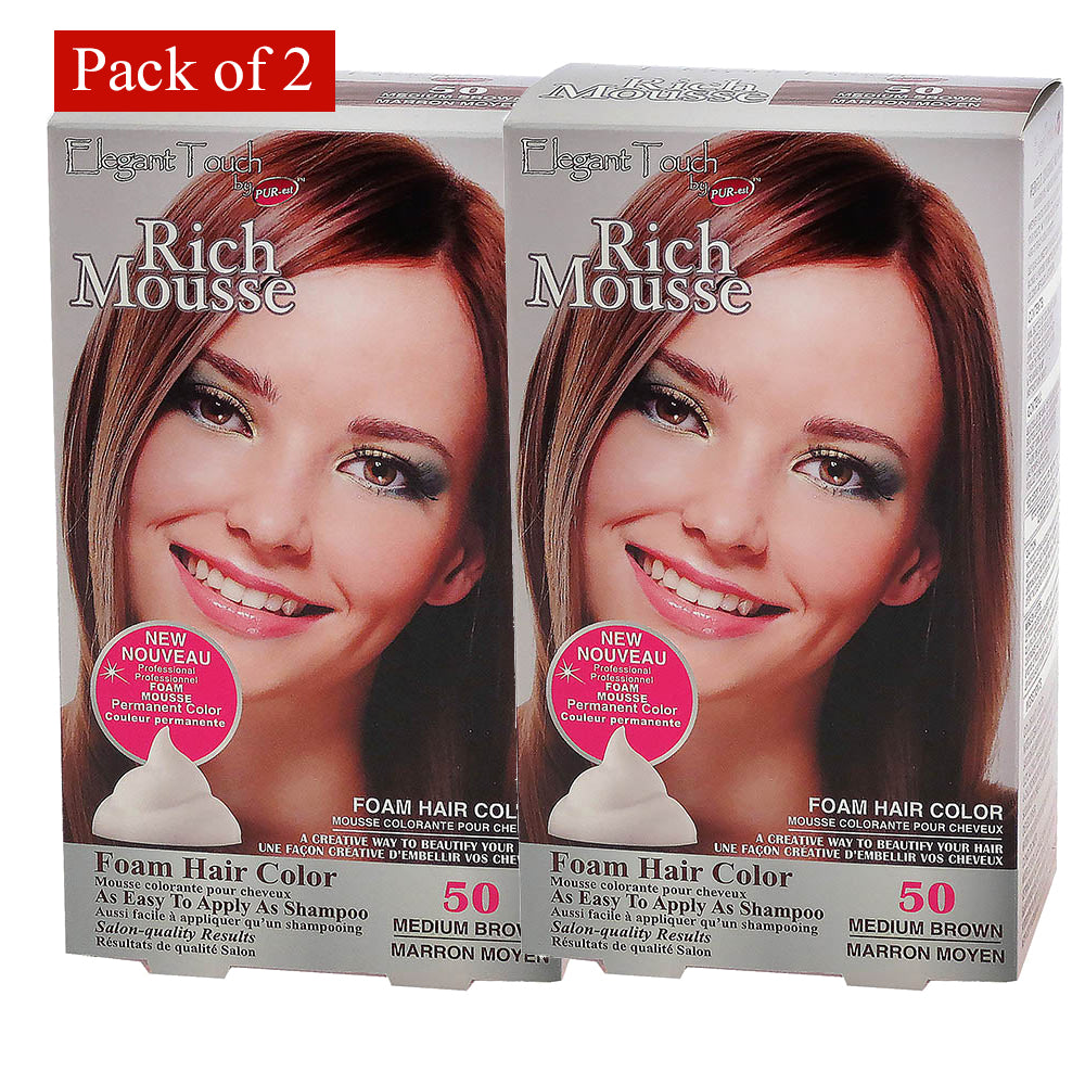 Foam Hair Color Rich Mousse Brown Black 50 Elegant Touch By Purest (Pack Of 2) Image 1